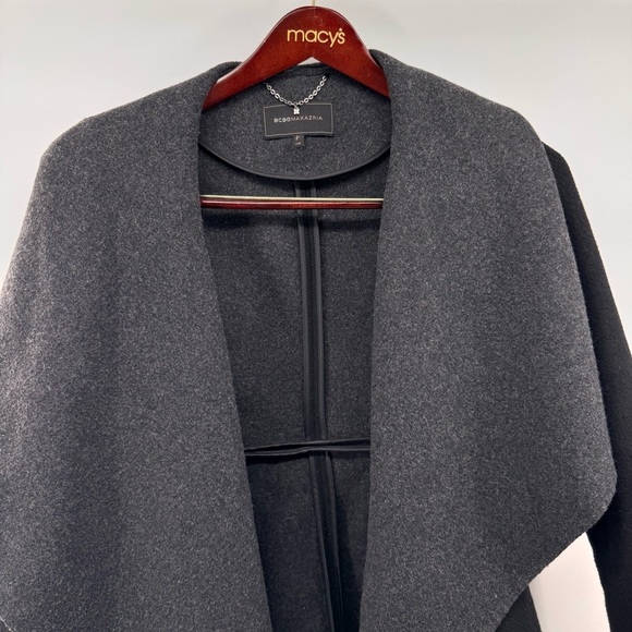BCBGMAXAZRIA TWO TONE WRAP WOOL COAT XS - Picture 3 of 10